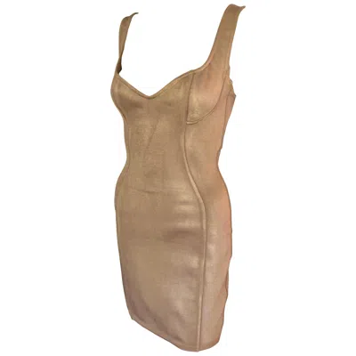 Pre-owned Alaïa Azzedine Alaia S/s 1991 Vintage Bustier Bodycon Mini Dress In Brown