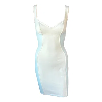 Pre-owned Alaïa Azzedine Alaia S/s 1991 Vintage Bustier Color Block Bodycon Mini Dress In Gray