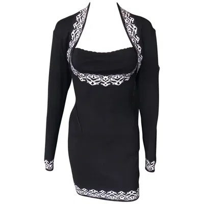 Pre-owned Alaïa Azzedine Alaia S/s 1992 Vintage Bustier Open Back Dress And Bolero 2 Piece Set In Black