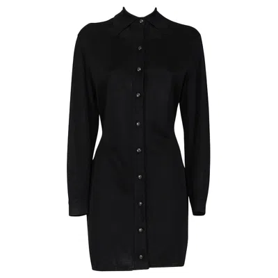 Pre-owned Alaïa Azzedine  Ss 86 Iconic And Rare Knitted Shirt Dress In Black