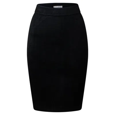 Pre-owned Alaïa Azzedine  Vintage 1991 Black Textured Pencil Skirt With Openwork Details