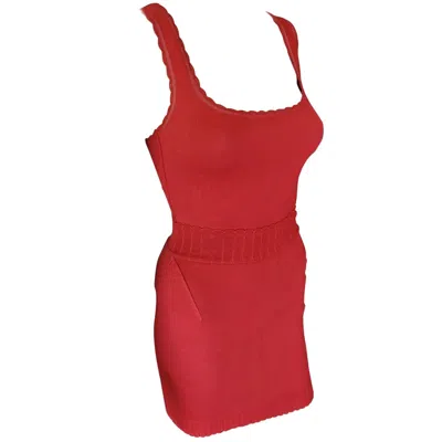 Pre-owned Alaïa Azzedine Alaia Vintage Red Bodysuit And Skirt 2 Piece Set