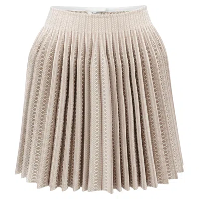 Pre-owned Alaïa Azzedine  Vintage Structured Beige Knit Skirt Circa 2000s Fr 38 In Brown