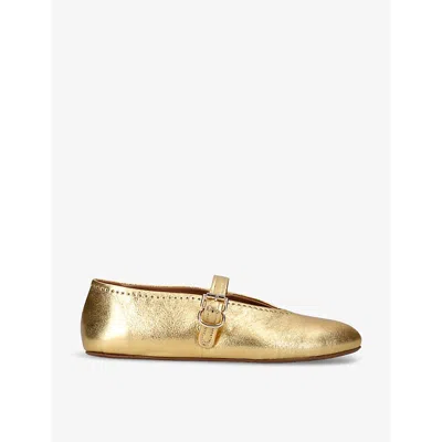 Alaïa Azzedine Alaia Womens Gold Metallic Leather Ballerina Shoes