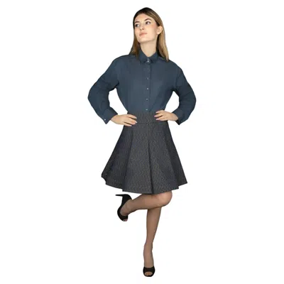 Pre-owned Alaïa Azzedine  Women's Navy Wool Skater Skirt With Pleats, Size 40it In Blue
