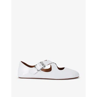 Alaïa Azzedine Alaia Womens White Criss Cross Patent-leather Ballet Flats