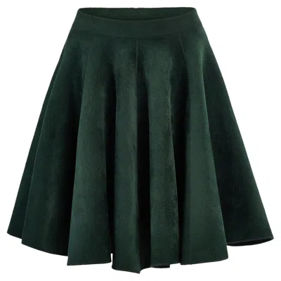 Pre-owned Alaïa Azzedine  Wool Blend Green Sculptural Skirt