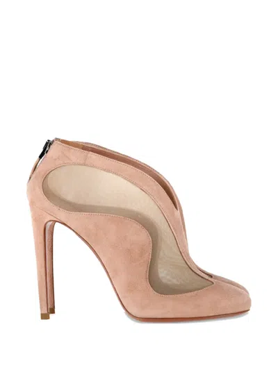 Pre-owned Alaïa Azzedine Mesh Boots In Pink