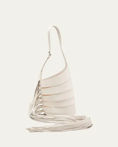 Alaïa Babel Medium Fringe Cutout Bucket Bag In Ivory