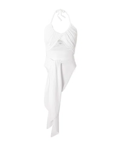 Alaïa Backless Draped Swimsuit In White