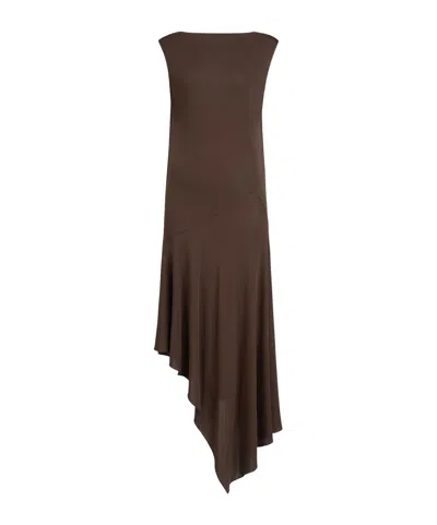 Alaïa Backless Jersey Crepe Dress In Brown