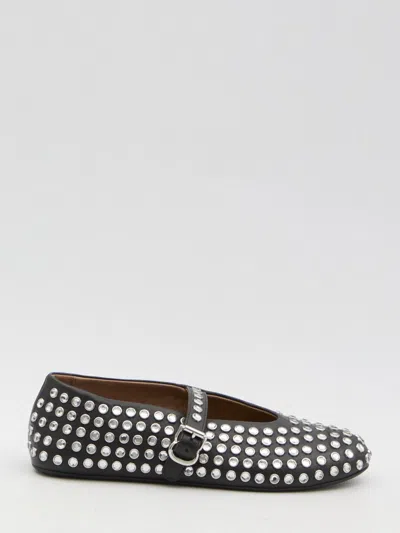 Alaïa Ballerinas With Rhinestones In Black
