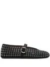 Alaïa Womens Black Rhinestone-embellished Suede Ballerina Shoes Eur 37 / 4 Uk In Black