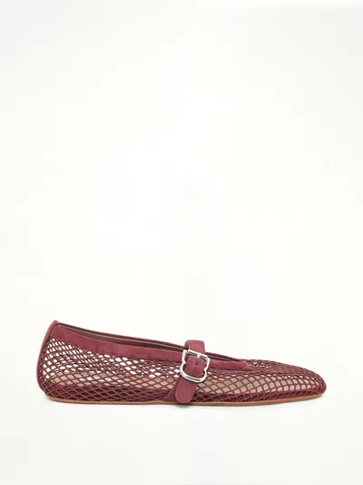 Alaïa Ballet Fishnet Flats In Red