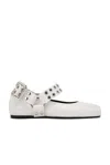 Alaïa Leather Biker Ballet Flats In Blanc Casse