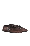 Alaïa Patent Leather-trimmed Mesh Ballet Flats In Brown