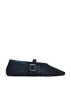Alaïa Metallic Crocheted Ballet Flats In Minuit