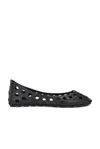 Alaïa Perforated Leather Ballerina Flats With Square Front Detail In Noir
