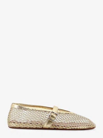 Alaïa Ballet Flats Glitter Mesh And Leather Ballerinas In Gold