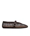 Alaïa Patent Leather-trimmed Mesh Ballet Flats