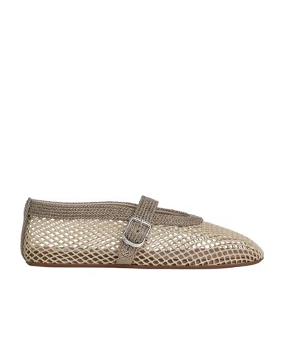 Alaïa Ballet Flats In Fishnet And Satin Cord In Neutral