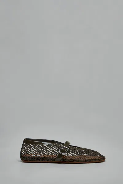 Alaïa Ballet Flats In Fishnet In Brown