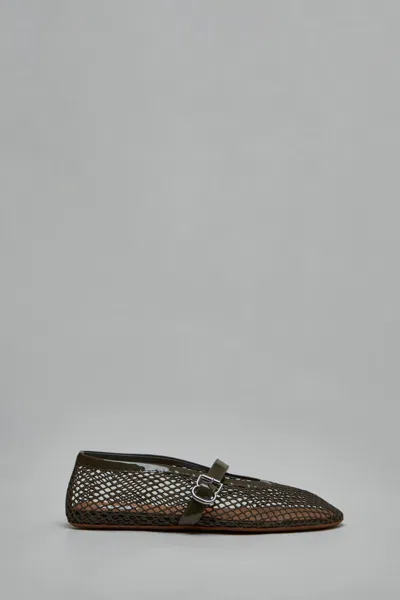 Alaïa Ballet Flats In Fishnet In Brown