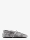 Alaïa Ballet Flats Suede And Rubber Ballerinas With Glass Eyelets In Silver