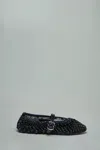 Alaïa Patent Leather-trimmed Studded Mesh Ballet Flats In Black