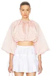Alaïa Pleated Cropped Jacket In Rose Pale