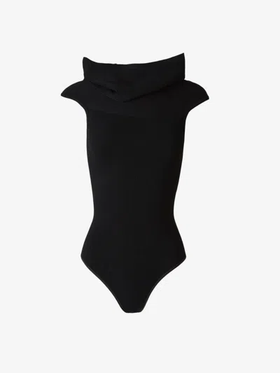 Alaïa Bardot Knit Bodysuit In Black