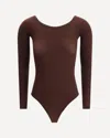 Alaïa Brown Second Skin Knit Off-shoulder Bodysuit In Multi