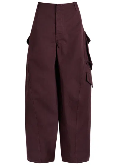 Alaïa Barrel-leg Cotton Cargo Trousers In Brown