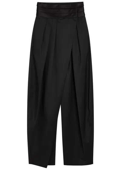 Alaïa Barrel-leg Silk And Stretch-wool Trousers In Black