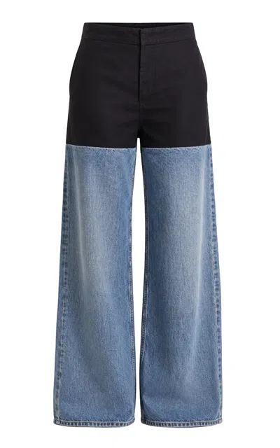 Alaïa Basque Hybrid Wide-leg Jeans In Multi