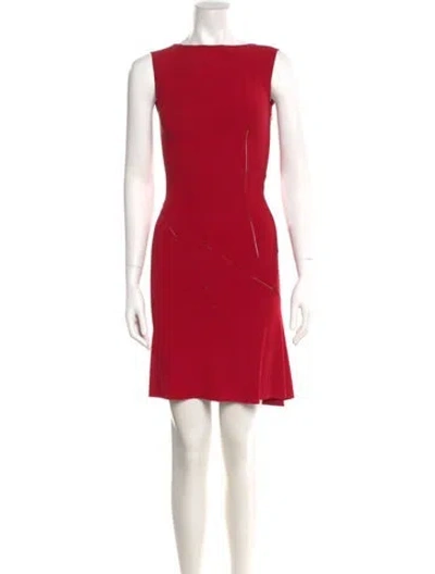 Pre-owned Alaïa Bateau Neckline Knee-length Dress In Red