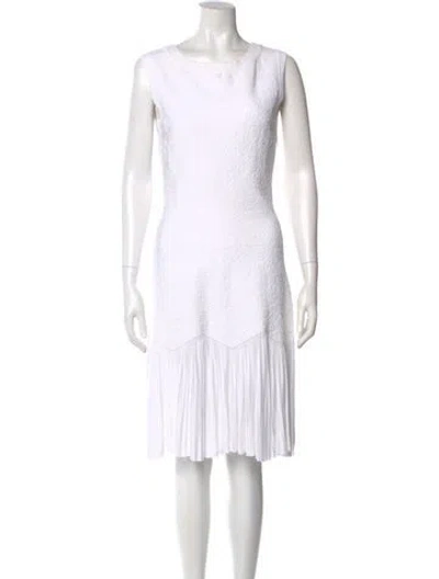Pre-owned Alaïa Bateau Neckline Knee-length Dress In White
