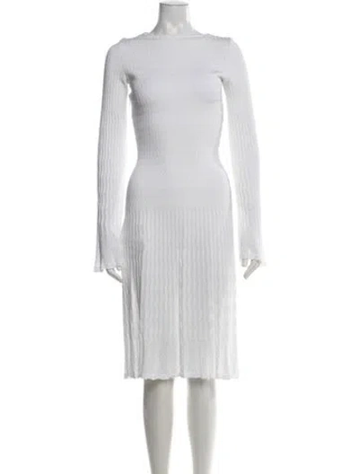 Pre-owned Alaïa Bateau Neckline Knee-length Dress In White