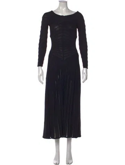 Pre-owned Alaïa Bateau Neckline Long Dress In Black