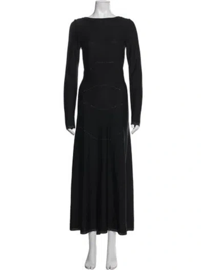 Pre-owned Alaïa Bateau Neckline Long Dress In Blue