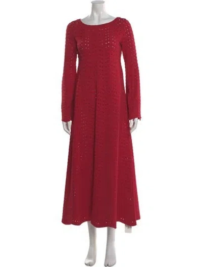 Pre-owned Alaïa Bateau Neckline Long Dress In Red