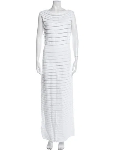 Pre-owned Alaïa Bateau Neckline Long Dress In White