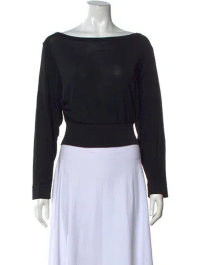 Pre-owned Alaïa Bateau Neckline Long Sleeve Top In Black