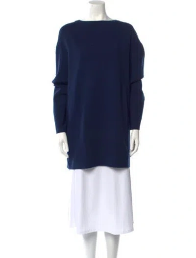 Pre-owned Alaïa Bateau Neckline Long Sleeve Tunic In Blue