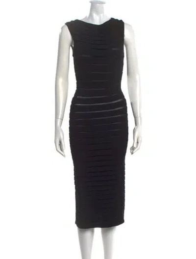 Pre-owned Alaïa Bateau Neckline Midi Length Dress In Black