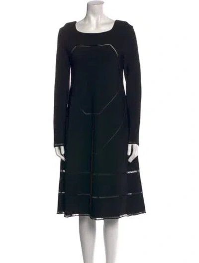 Pre-owned Alaïa Bateau Neckline Midi Length Dress W/ Tags In Black