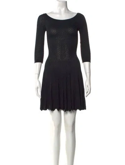 Pre-owned Alaïa Bateau Neckline Mini Dress In Black