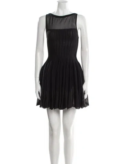 Pre-owned Alaïa Bateau Neckline Mini Dress In Black