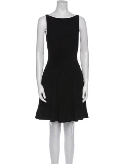 Pre-owned Alaïa Bateau Neckline Mini Dress In Black