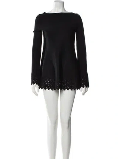 Pre-owned Alaïa Bateau Neckline Mini Dress In Black